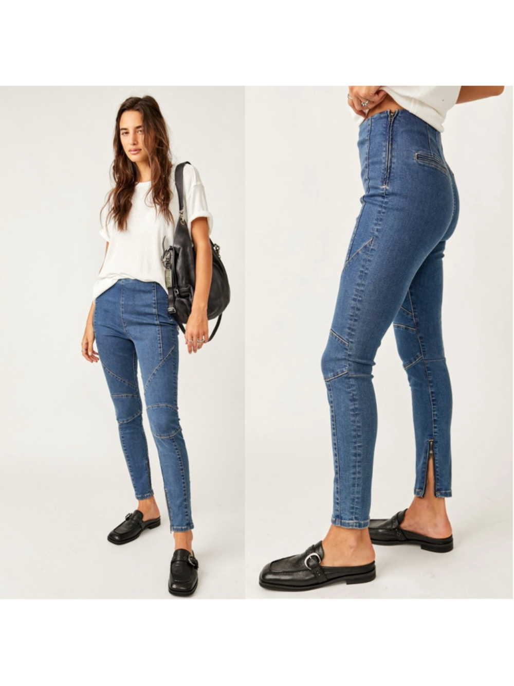 Free People Free People Bella Moto Skinny Jeans Prophecy Blue sz 30